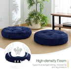 HIGOGOGO Washable Floor Pillow Cushion for Adults, Meditation Cushion Pillow, Large Round Floor Sitting, Removable Tufted Corduroy Cover, for Tatami Living Room or Yoga, 22x22 Inch, Machine Washable