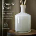 LAFCO New York Signature Reed Diffuser, Feu de Bois - 15 oz - Up to 9 Months Fragrance Life - Reusable, Hand Blown Glass Vessel - Natural Wood Reeds - Made in The USA