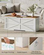 Storage Chest, 47.2" Wooden Storage Trunk, Modern Storage Bench with Safety Hinge, Toy Box, Farmhouse Style, for Bedroom, Living Room, Walnut and White MCW16WL