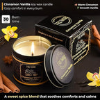 Vanilla Candle with Cinnamon Strong Scented Soy Candel Natural Non Toxic Velas Aromáticas for Women Gift for Fall Christmas Holidays Pack of 1 5Oz Decorartive Travel Tin