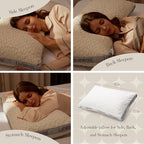 Memory Foam Pillows for Sleeping Adjustable Bamboo Blend Breathable Bed Pillow for Side, Back, and Stomach Sleepers Washable Pillow Cover Nocturne Queen Size 17x27IN