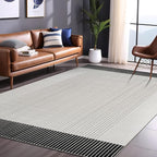 Modern Micro Loop Indoor Area Rugs for Living Room Bedroom Kitchen Geometric Striped Black-White 4x6 Luxury Durable Low and High Pile Non-Shedding Stain Resistant Soft Area Carpet 4 x 6