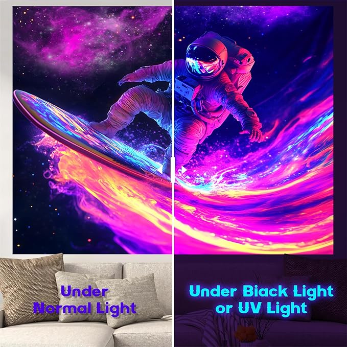 NYZE Astronaut Space Tapestry for Bedroom, Glow in the Dark Room Decor Wall Tapestries, Cool Galaxy Planet Wall Hanging, Wall Hanging for Men Guys Gamer Room Dorm Living Room 59in×51in
