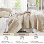 Comfort Spaces Queen Quilt Set Modern Reversible Diamond Coverlet Queen Bedding Set Cozy Quilted Winter Layer, All Season Lightweight Soft Queen Size Quilt, Kienna, Full/Queen Beige Diamond 3 Piece