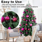 Fuchsia 2.5" Christmas Balls Christmas Tree Decoration Ornaments Shatterproof Hanging Balls for Birthday Halloween Holiday Wedding Decorations Set of 24pcs