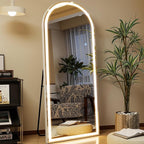GLSLAND 26"x68" Arched LED Full Length Mirror with Lights Wall Mounted/Standing, Dimmable Floor Lighted Mirrors W/Anti-Fog, Touch Control for Bedroom, Dressing Room
