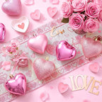 XmasExp Valentines Day Decor Heart Ornaments for Christmas Tree Decorations Set of 24 Pink Heart Shaped Bauble Perfect for Valentine's Day Wedding Anniversaries and Party Supplies（Pink）