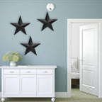 JoyEvy 12" Black Barn Star Wall Decor,Metal Stars Rustic Vintage Western Country Farmhouse Home Indoor or Outdoor Wall Decoration,Texas Stars for House Art Décor(Set of 3)