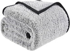 EMME Soft Sherpa Fleece Blanket Reversible Plush Fluffy Large Blanket, Light Weight Warm Decorative Boho Blanket Cover for Sofa, Couch, Bedroom,Travel(Black,90"x90")