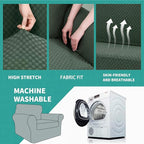 YEMYHOM Latest Checkered 2 Pieces Chair Covers for Living Room High Stretch Thickened Chair Slipcovers with Arms Anti Slip Elastic Armchair Sofa Couch Protector (Army Green), 31"-46"(1 Cushion)