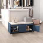 HOMEFORT 41.3" Shoe Bench with Lift Top Storage, Entryway Bench with Cushioned Seat, Wooden End of Bed Bench, Shoe Cabinet Bench with Hidden Storage Space, for Bedroom, Hallway,Blue