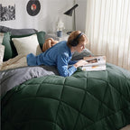Bedsure Forest Green Twin XL Comforter Set - 5 Pieces Reversible Twin XL Bed in a Bag for College, Extra Long Twin Bed Set Forest Green and Grey with Comforters, Sheets, Pillowcase & Sham