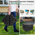 SZHLUX 4pcs 185lb Capacity Heavy-Duty Cantilever Offset Patio Umbrella Base, Wind-Resistant Outdoor Square Base, Black