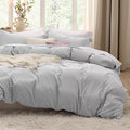 Bedsure Light Grey Duvet Cover King Size - 3 Pieces Prewashed Cotton-Like Polyester Extra Soft Bedding Set, Includes 1 Duvet Cover 104x90 Inches with Zipper Closure & 2 Pillow Shams, No Comforter