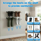2 Pcs Wall Mounted Boot Rack, Black Metal Wader Hangers Shoe Rack 2 Pair Sturdy Wall Mounted Tall Boots Organizer with Screws and Expansion Tubes for Entryway, Garage, Home, Closet