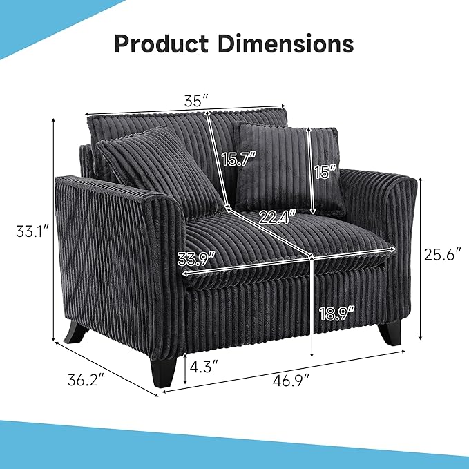 ERYE Living Room Accent Chair, Modern Corduroy Upholstered Chair Wider Seat Cushion Leisure Armchair W/2 Pillows and Removable Cover for Home Apartment,Bedroom,Office