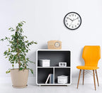 Bernhard Products Black Wall Clock, Large 13-Inch Silent Non Ticking Quartz Battery Operated Round Easy to Read Classroom/Home/School/Office Clock