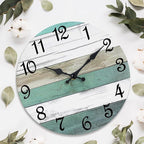 CHYLIN Wall Clock,14 Inch Wall Clocks Battery Operated Silent Non Ticking, Teal Turquoise Rustic Clock Decorative for Kitchen Bathroom Bedroom Living Room(Bronze White)