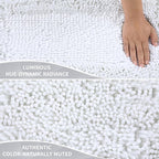 Yimobra Long Bathroom Rug Non Slip 44x24 Inch, Extra Thick Soft Absorbent Chenille Bath Mat, Machine Washable Quick Dry Bath Rugs for Bathroom Floor, Tub and Shower, Home Decor Accessories, White
