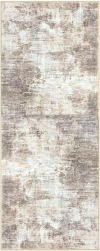 IOHOUZE Abstract Runner Rug 2x5 Ft Washable Runners for Hallways, Non Slip Kitchen Runner Printed Faux Wool Entryway Runner Indoor, Modern Abstract Floor Carpet for Hall Kitchen Bedroom, Beige Brown