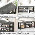 EXCEFUR Industrial Entryway Bench, Rustic Indoor Shoe Boot Storage Bench Seat for Living Room, Grey