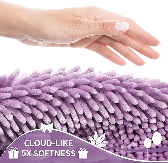 Yimobra Large Bathroom Rug Non Slip 36x24 Inch, Extra Thick Soft Absorbent Chenille Bath Mat, Machine Washable Quick Dry Bath Rugs for Bathroom Floor, Tub and Shower, Home Decor Accessories, Lilac