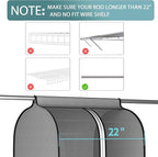22” Gusseted Garment Bags for Hanging Clothes, Large Clear Window Clothes Cover for Closet Storage, Wardrobe Coat Protector for Suit, Shirt Long Dress, Bottom Enclosed, 2 Pack, 60” Long