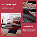Secgo California King Comforter Set for Bed - 100% Cotton Quilts Cal King Size, Black Bedspreads (120 * 110 Inch) with 2 Pillow Shams, Patchwork Reversible Lightweight Bedding
