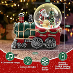 Christmas Snow Globe with Light up and Musical Snowflakes Holiday Decoration, 5.9 Inch Height Santa Claus Train Resin Snowglobe, Christmas Holiday Indoor Decor.