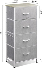 WLIVE 4 Drawers Dresser for Bedroom, Light Grey Fabric Clothes Storage Organizer Unit, Dresser for Hallway, Entryway, Closets, Sturdy Steel Frame, Wood Top