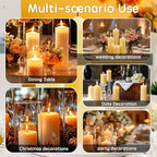 24 Pcs Ivory White Pillar Candles Bulk,2x3 2x6 2x8 Inch-8 Each Size,Large Christmas Pillar Candles Set of 3,Unscented Dripless Smokeless Hurricane Candles for Wedding Engagement Party Ceremony