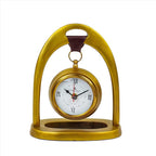 Nagina International 8" Pear Shaped Aluminum Mantel Fireplace Clock Analogue | Leather Suspension Support for Clock | Beautiful Office Table Decor Clocks