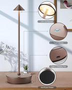 Cordless Table Lamps Rechargeable, 6000mAh Battery Operated LED Desk Lamp Outdoor Waterproof Portable Touch Dimmable Table Night Light for Patio Restaurant Dining Home Rust