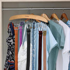 Belt Hanger Organizer for Closet: Ohuhu 2 Pack 12 Hooks Max 36 Belts Tie Rack Wooden Belt Holder for Storage 360 Degree Rotating Space Saver Organizer for Men Women Belt Tie Scarf-Burlywood