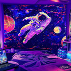 NYZE Astronaut Space Tapestry for Bedroom, Glow in the Dark Room Decor Wall Tapestries, Cool Galaxy Planet Wall Hanging, Wall Hanging for Men Guys Gamer Room Dorm Living Room 59in×51in