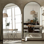 GLSLAND-34x76 inch Wall Mount Arched Full Length Mirror-Aluminum Alloy Frame High Definition-Full Body Mirror for Bedroom or Living Room,Black