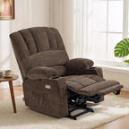 MCombo Large Power Lift Recliner Chair for Elderly, Lift Chair with Heat and Massage, 3 Positions, USB Charge Ports, Cup Holders, Fabric 7099 (Large, Coffee)