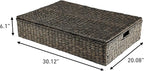 happimess BSK2015C-SET2 Holden 30" Classic Costal Hand-Woven Hyacinth Wicker Under Bed Storage Basket with for Storage and Decoration in Bathroom, Bedroom, Closet, Entryway, Black (Set of 2)
