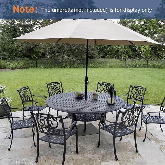 HAPPYGRILL 25" Patio Umbrella Base, 42 LBS Heavy Duty Umbrella Stand, Square Umbrella Base with Non-slip Pads, Tightening Knob & 2 Adapters