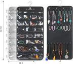 Freegrace Hanging Jewelry Organizer Revolving Hanger - Secure Zipper Closure - 25 Pockets,23 Hooks - Foldable Storage & Display Solution - For All Jewelry & Bijoux (Black)