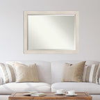 Amanti Art White Wall Mirror 35x45 Hardwood White Wash Rectangle Bathroom Mirror for Wall Decor Living Room, X-Large Country Rustic Wood Frame, Hangs Horizonally and Vertically, Bathroom Decor,