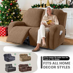 VANSOFY Recliner Loveseat Cover, 6-Pieces Stretch Dual Recliner Sofa Cover Soft Jacquard Reclining Couch Slipcover Furniture Protector with Elastic Bottom for Kid, Pets(2 Seat,Light Coffee)