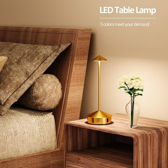 Cordless Table Lamps Set of 2, Portable LED Desk Lamp, 6000mAh Battery Operated, 3 Level Brightness Rechargeable Lamp with Modern Design, Table Light for Home Office/Bedroom/Living Room/Outdoo