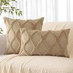 decorUhome Spring Throw Pillow Covers 16x16 Inch Set of 2, Soft Plush Faux Fur Wool Khaki Couch Pillow Covers, Decorative Neutral Pillow Cases for Bed Sofa Living Room Home Decor