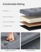 SONGMICS Storage Ottoman, Foldable Small Ottoman Foot Rest, 12.2 x 16.1 Inches Foot Stool, Load up to 286 lb, for Living Room, Bedroom, Dorm, Slate Gray ULSF200G01