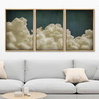 MUDECOR Framed Wall Art Print Set Vintage Cloudscape Dreamy Cotton Clouds Illustrations Modern Art Decorative Colorful Chic for Living Room, Bedroom, Office - 16"x24"x3 Natural