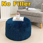 Pouf Ottoman Unstuffed Round Foot Rest Floor Foot Stool Pouf Bean Bag Cover with Storage for Living Room Bedroom Navy Blue No Filler