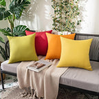 MIULEE Pack of 2 Decorative Outdoor Solid Waterproof Throw Pillow Covers Faux Linen Garden Farmhouse Cushion Cases for Summer Patio Tent Balcony Couch Sofa 20x20 Inch Pumpkin Orange