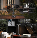 2 Pack Rechargeable Table Lamps Cordless, Portable 5000mAh Outdoor Table Light, 3 Color Stepless Dimming LED Table Lamp with Memory Function, for Home/Dinner/Patio/Restaurant.(Black)