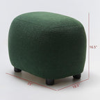 KINWELL Round Boucle Upholstered Ottoman Chair, Footstool with Soft Padded Seat, Fully Assembled Modern Sofa Couch Footrest, Extra Seating for Bedroom Entryway,Green(18.5" D x 23" W x 16.5" H)